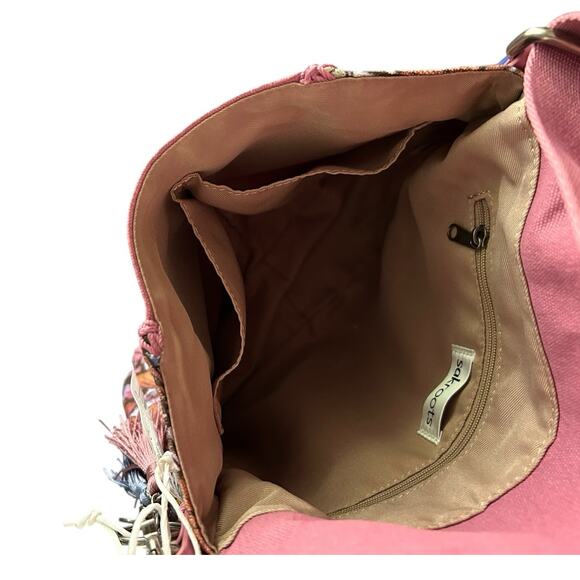 NWT Sakroots Artist Circle Fold Over Crossbody Shoulder bag Mulberry Butterfly - Picture 9 of 12